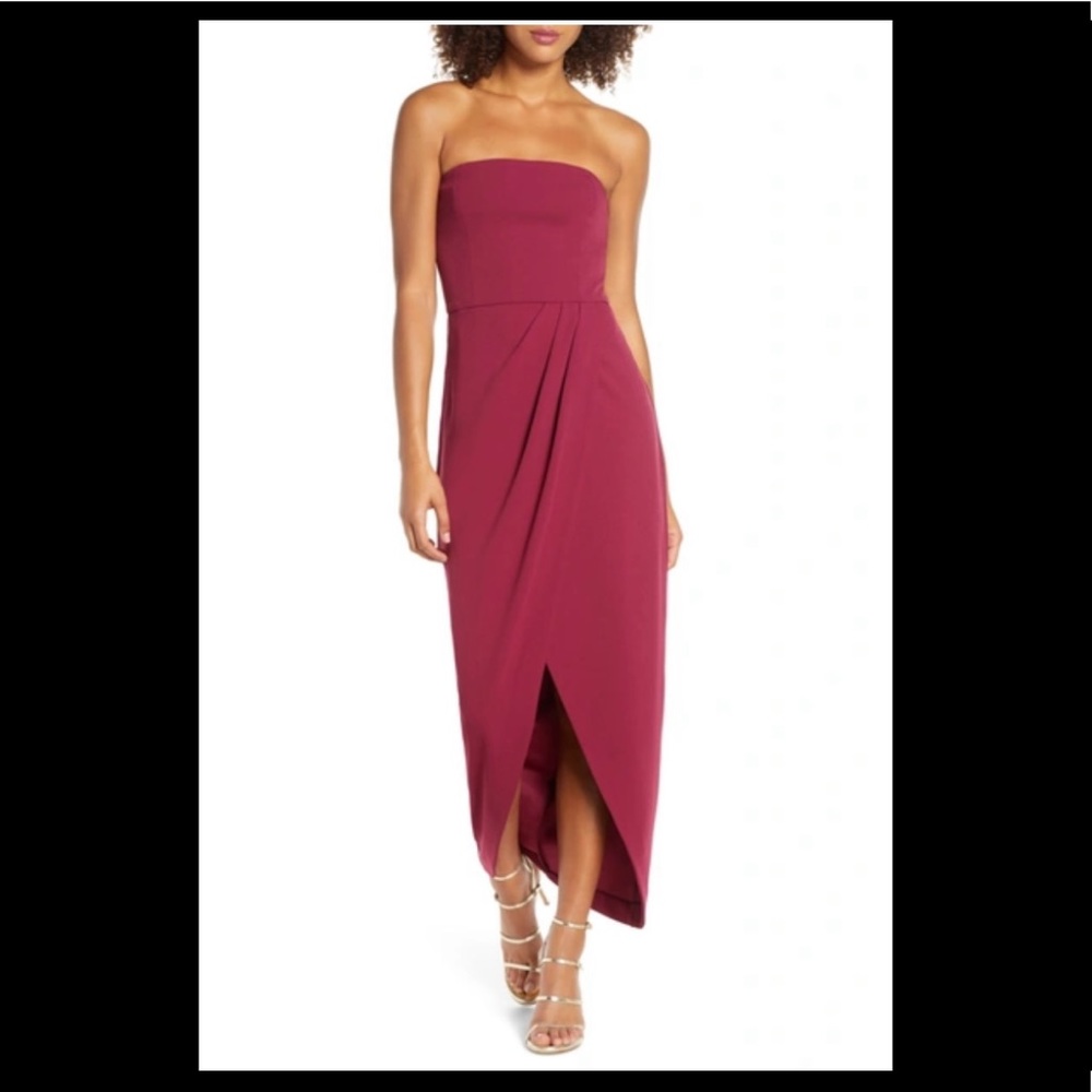 WAYF Angelique Tulip Gown in Bordeaux